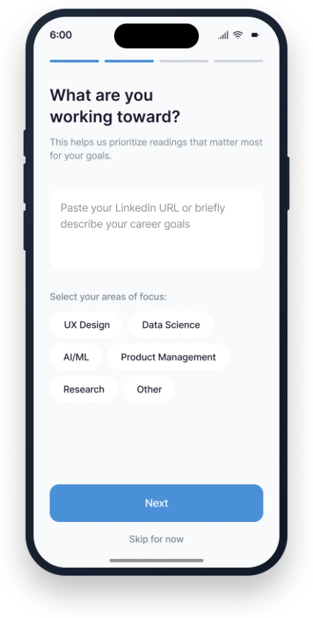 Goals screen